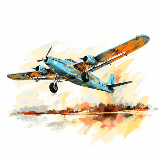 Impressionistic airplane clipart on white background