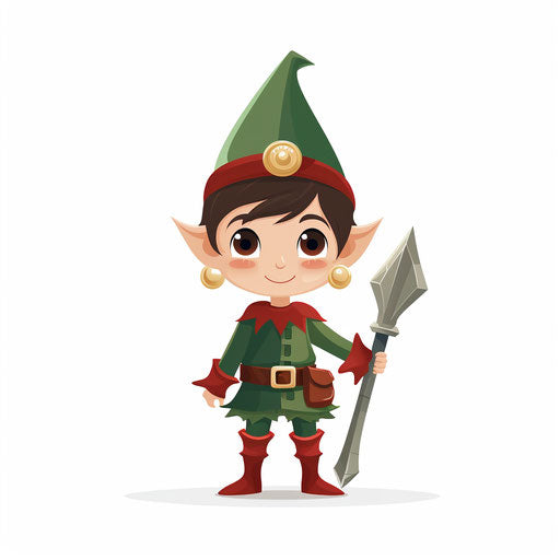 Minimalist elf illustration on white background
