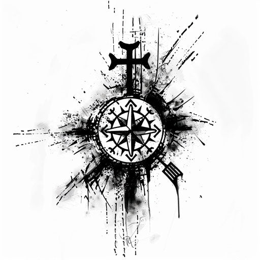 Zen tattoo sketch of a Viking compass in clipart style