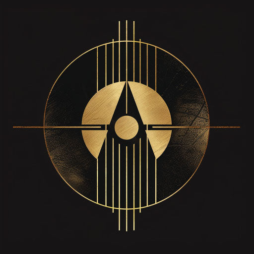 Logo designs with geometric patterns and elegant lines, in black and gold