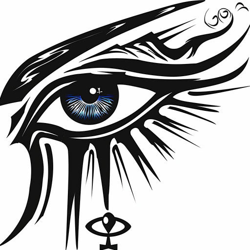 Single Eye of Horus in a bold tribal tattoo style