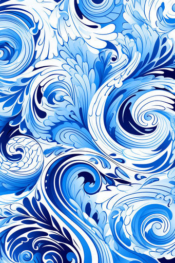Blue Maori swirl with detailed sketch on white background