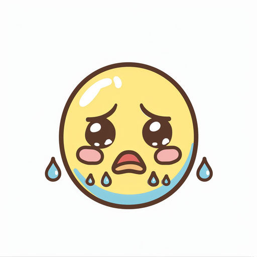 Sad face with tears, minimalist design