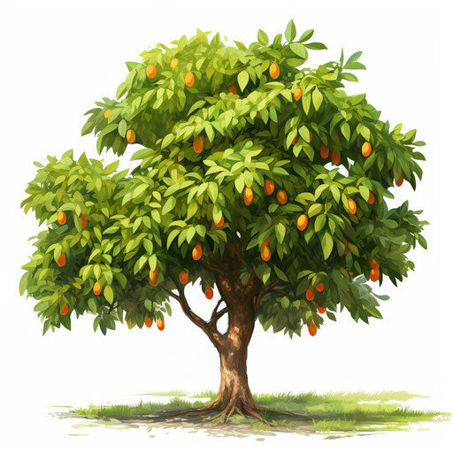 Mango tree illustration in the style of oil painting