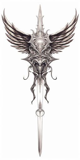 Blade with wings in Herb Trimpe style engraved ornament