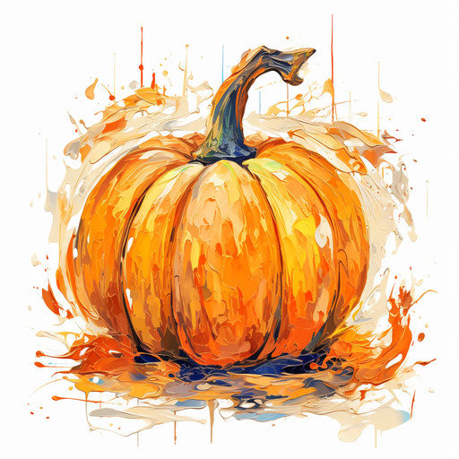 Halloween pumpkin in Impressionistic Art style, on white background