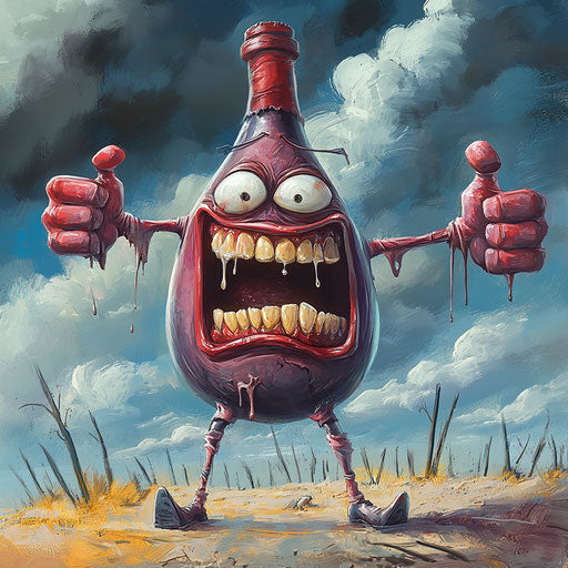 Humorous caricature of a wine caricature with human characteristics