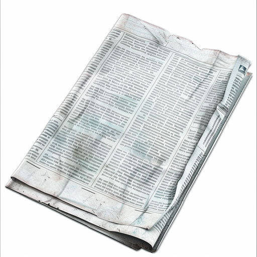 Newspaper clipart in photo realistic style on flat white background