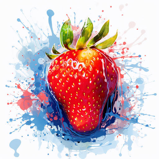 Illustration of strawberries in the style of Impressionistic Art