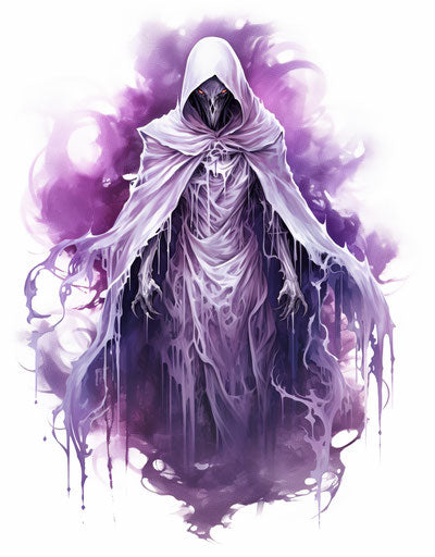 Ghost Slayer Tattoo Art Ethereal Phantom, Dark White Purple