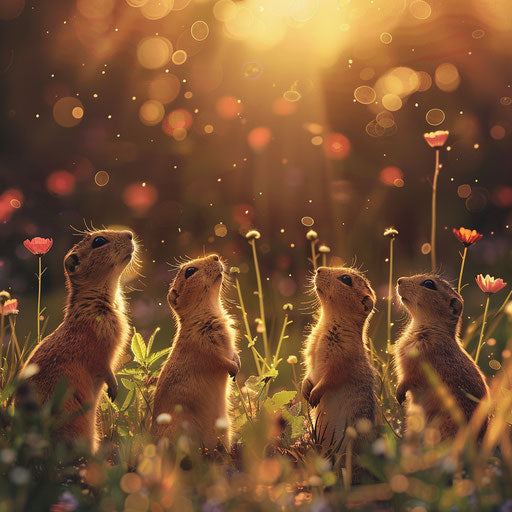 Prairie dogs in a magical setting