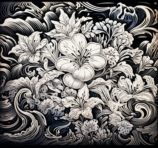 Aloha spirit peak, floral design in black and white