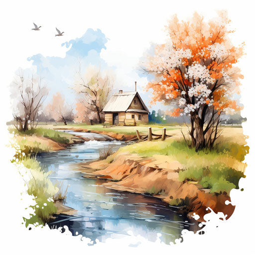 March illustration in the style of Oil painting, on white background