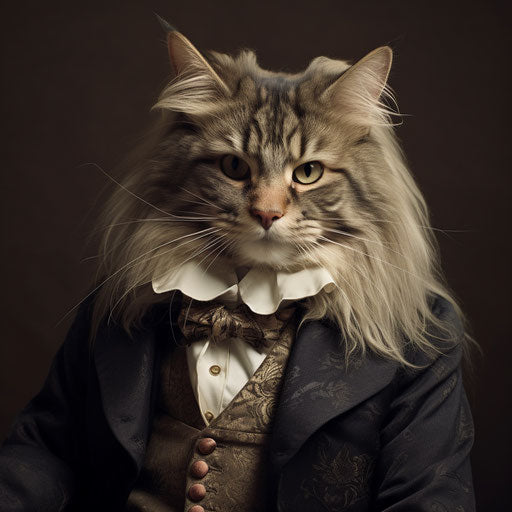 Norwegian forest cat dressed as a man