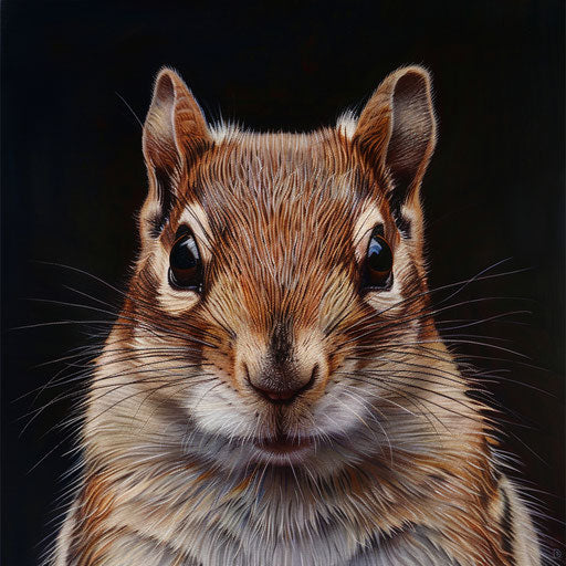 Detailed fur and intense gaze of a chipmunk