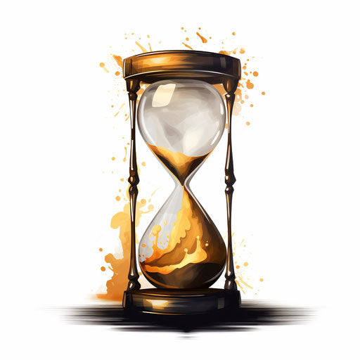 Hourglass clipart in the style of Chiaroscuro Art, on a white background