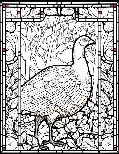Stained glass turkey coloring with pointillism