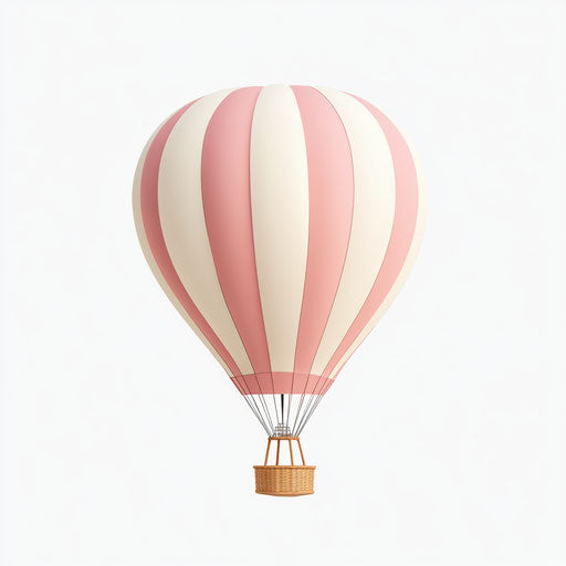 3D hot air balloon on flat white background