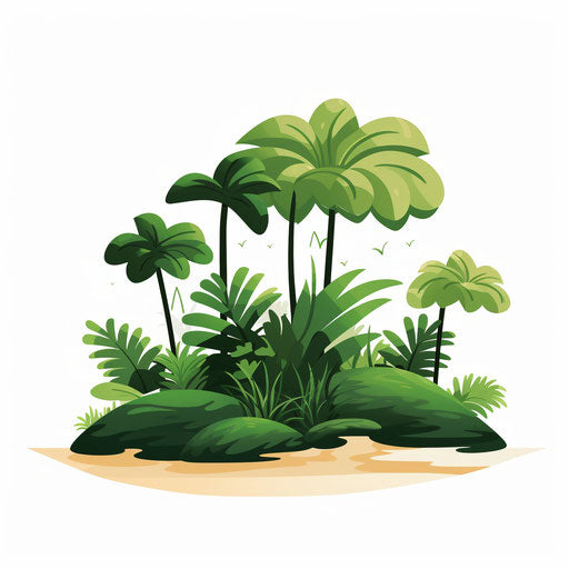 Rainforest clipart in minimalist style, on white background
