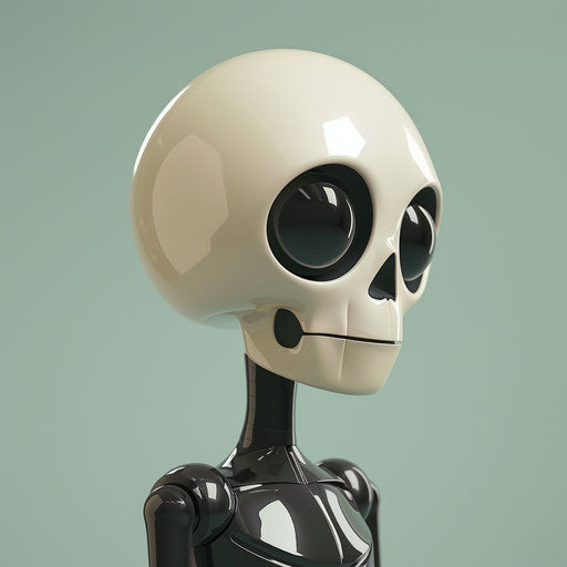 Smooth and shiny white skull head