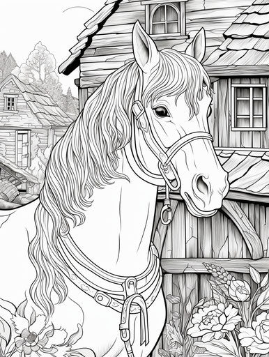Adult coloring page, Tangled Nests style, Pont-Aven school