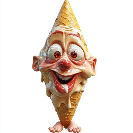 Humorous caricature of a cone with human characteristics