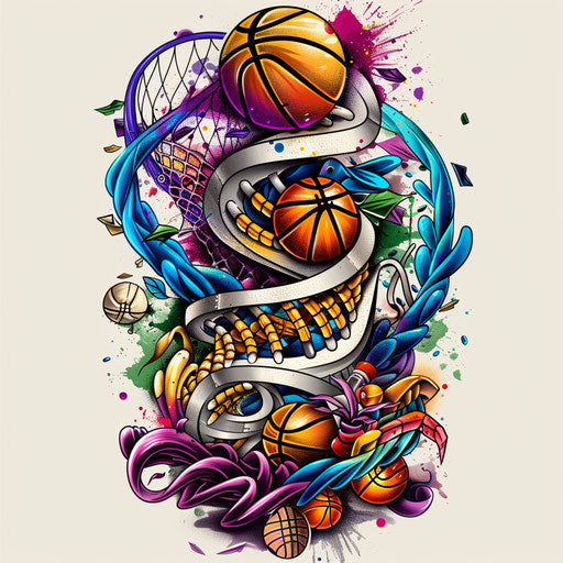 Sports-themed DNA tattoo sketch