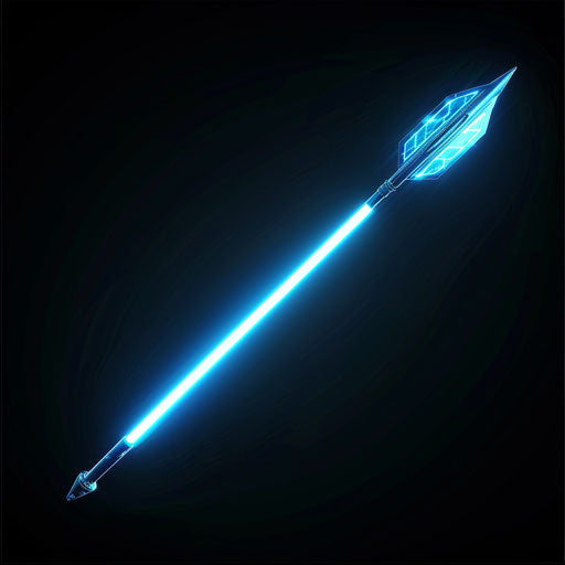 Realistic arrow clipart on flat blue background, soft focus