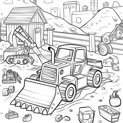 Playful scene of a toy bulldozer in a sandbox
