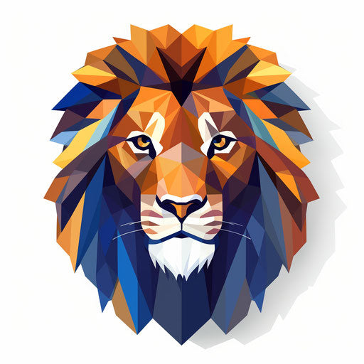 Minimalist lion face clipart on white background