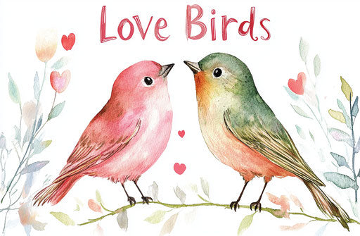 Cute Valentine's Day-themed clipart with two love birds