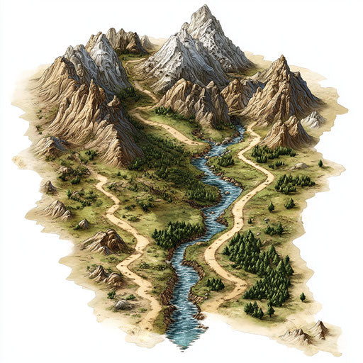Realistic clipart of a trail map