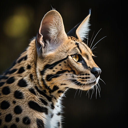 A serval cat sideview