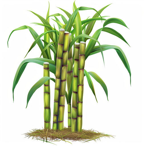 Realistic sugarcane illustration on white background, high detail and vibrant colors