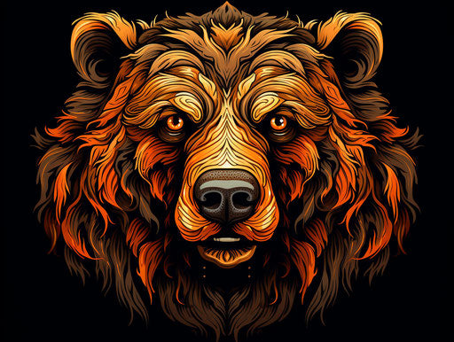 Bear tattoo in traditional style, strong face, vibrant colors