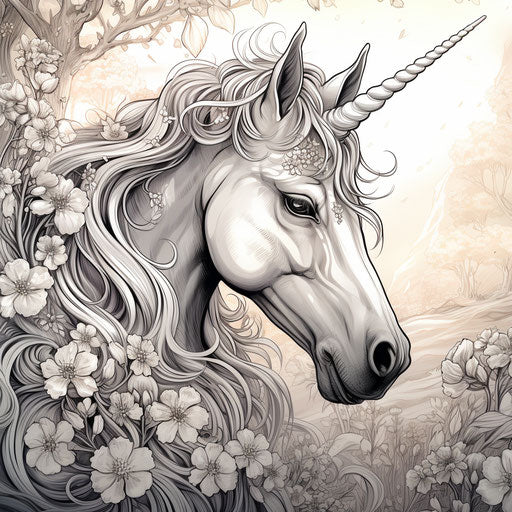 Unicorn coloring pages for adults, fantastical creatures