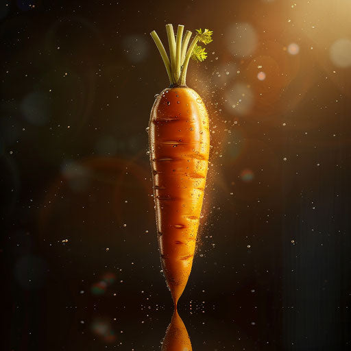 Carrot clipart in photo realistic style with a flat random background, ethereal glow and soft edges