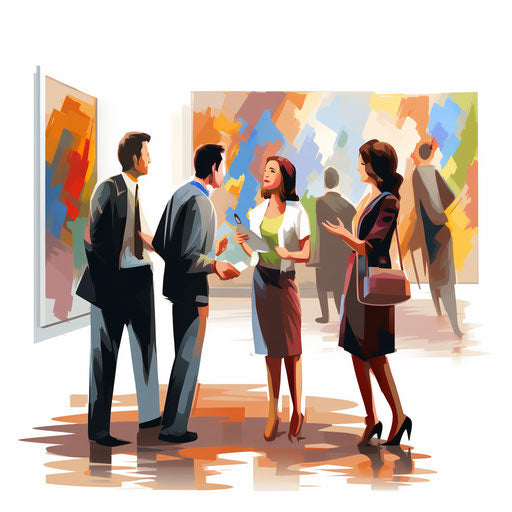 Artistic meeting on a white backdrop