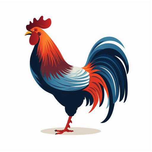 Minimalist style illustration of a rooster on white background