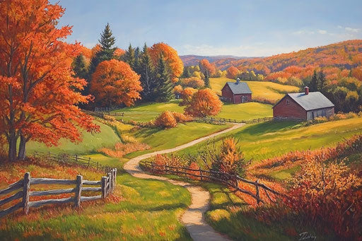 Picturesque autumn landscape in New England