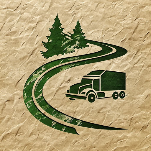 Trucking logo with green accents on natural background