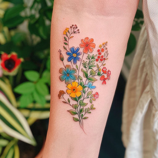 Bright and Playful Wildflower Tattoos
