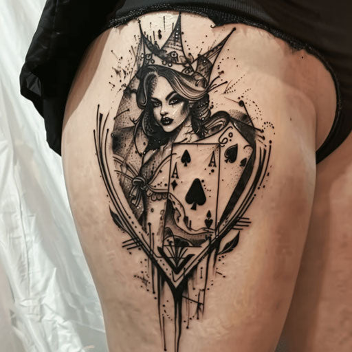Modern Queen Of Spades Tattoo Sketches