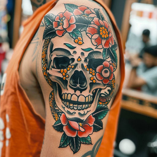 Bold Outlined Brother Tattoos, Ed Hardy Style