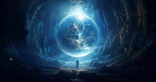 Bright light from blue body, kushan empire style