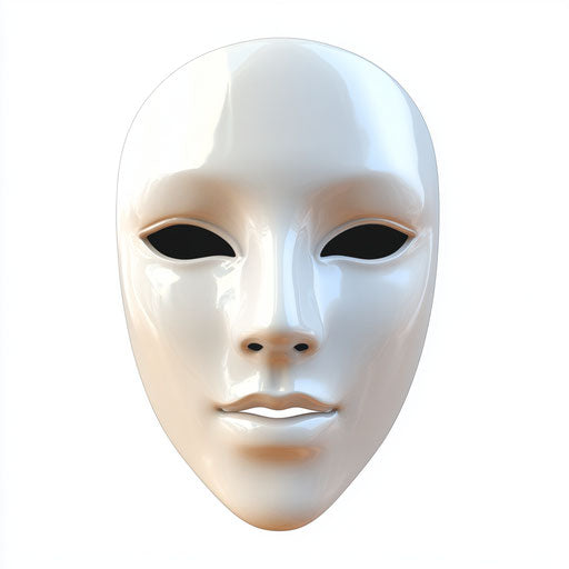 3D Realistic Face Mask with Flat White Background, Isolated Clipart