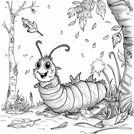 Leaf race with playful caterpillar