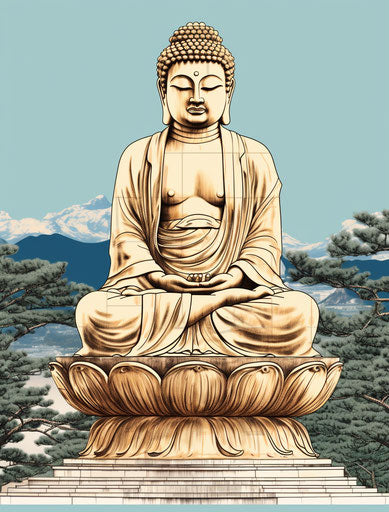 Indian sculpture, stone buddha, high-contrast shading style