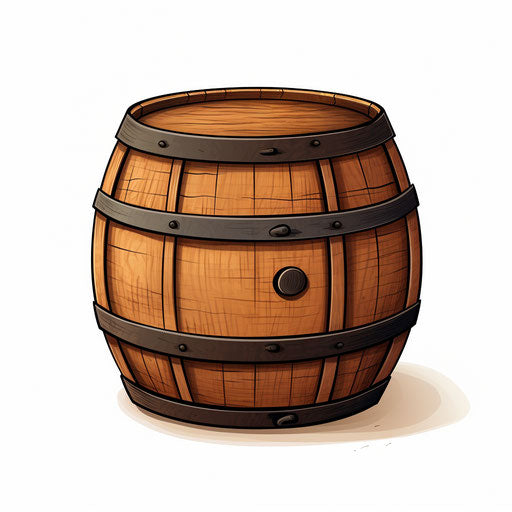Barrel drawing in the Chiaroscuro Art style, on white background