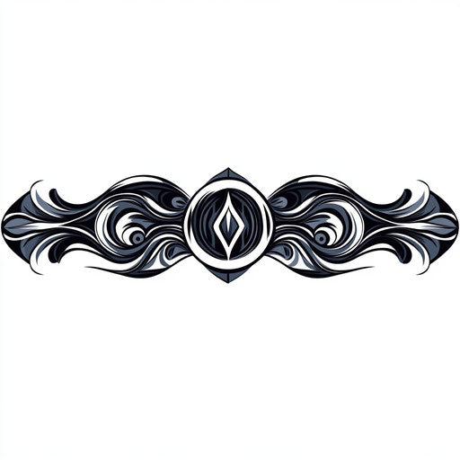 Tribal armband tattoo with waves and circular patterns